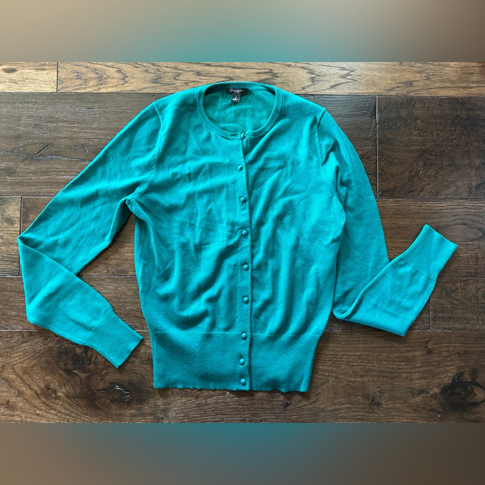 Ann Taylor Jade/Teal Button-up Cardigan- size Small